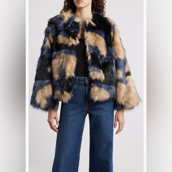 FARM Rio Jackets & Blazers - NWT $398 FARM Rio Multicolor Faux Fur Coat in Multicolor, Size X-Large!